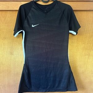 Nike Black and Gray Striped Sports Tee